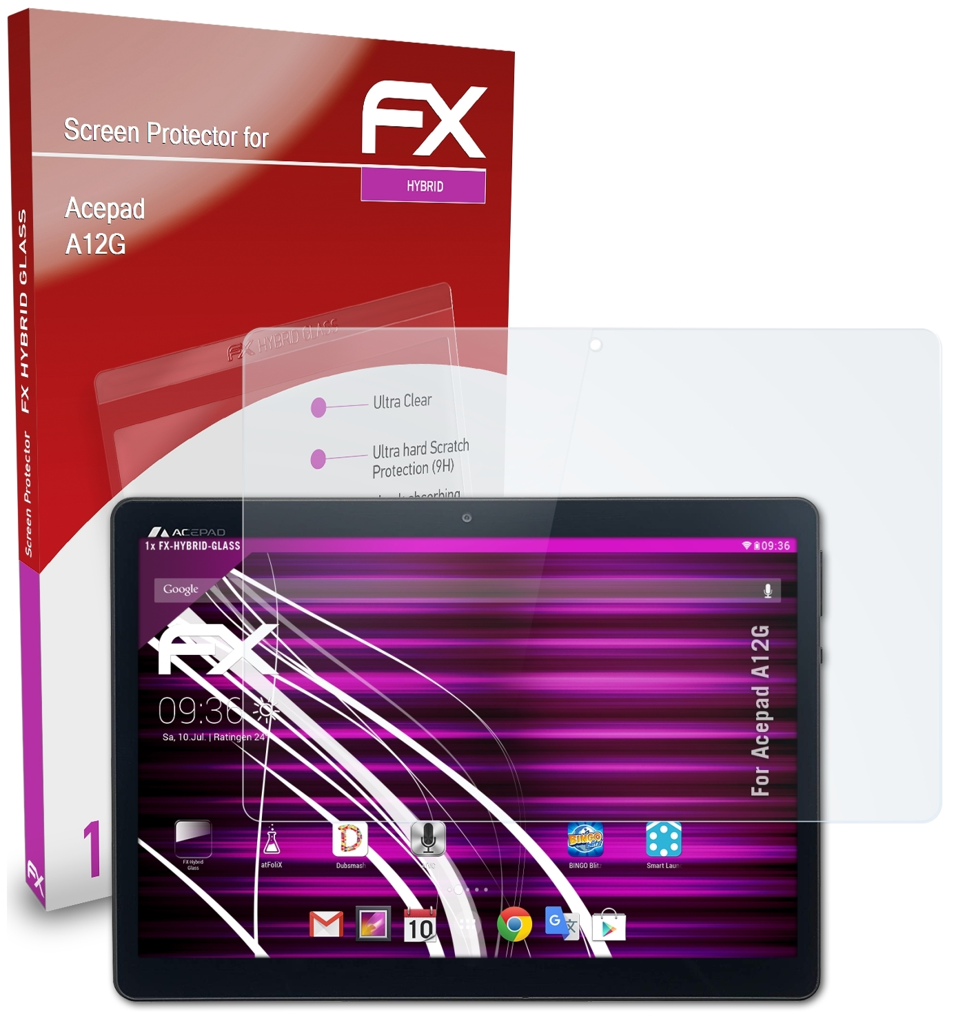 ATFOLIX FX-Hybrid-Glass A12G) Acepad Schutzglas(für
