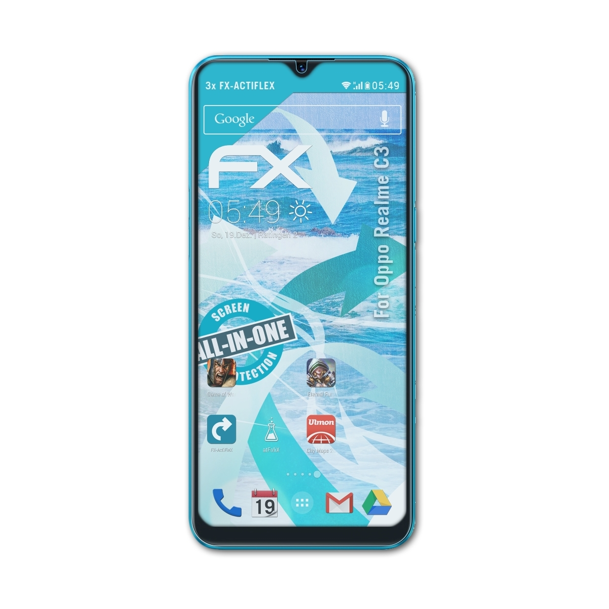 ATFOLIX Realme FX-ActiFleX Displayschutz(für C3) 3x Oppo