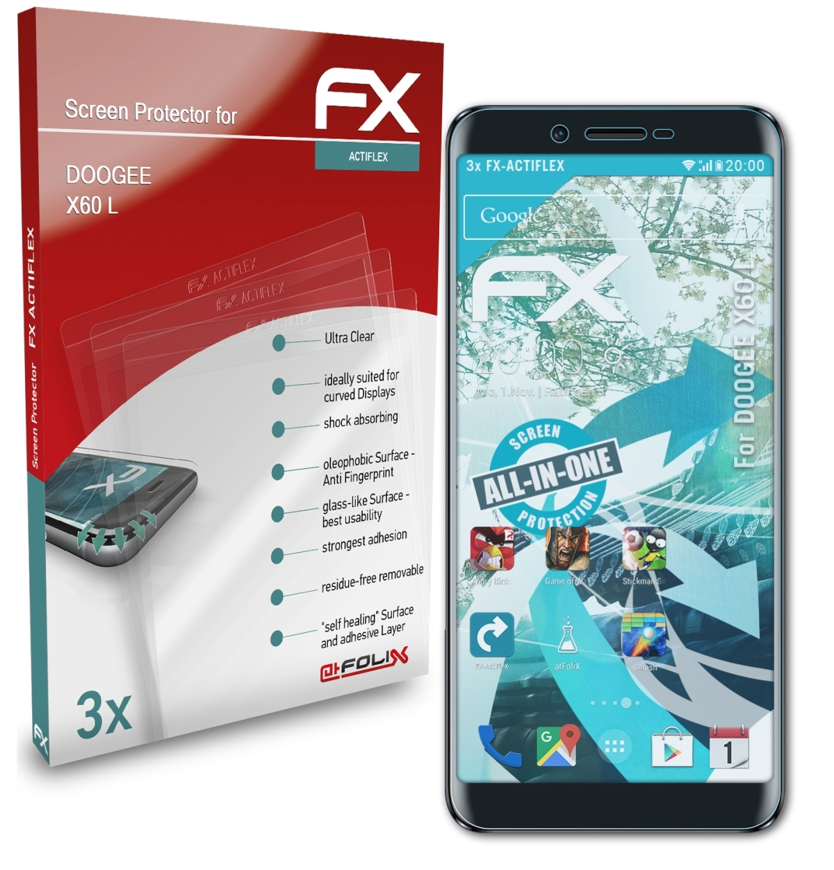 ATFOLIX 3x Displayschutz(für X60 Doogee FX-ActiFleX L)