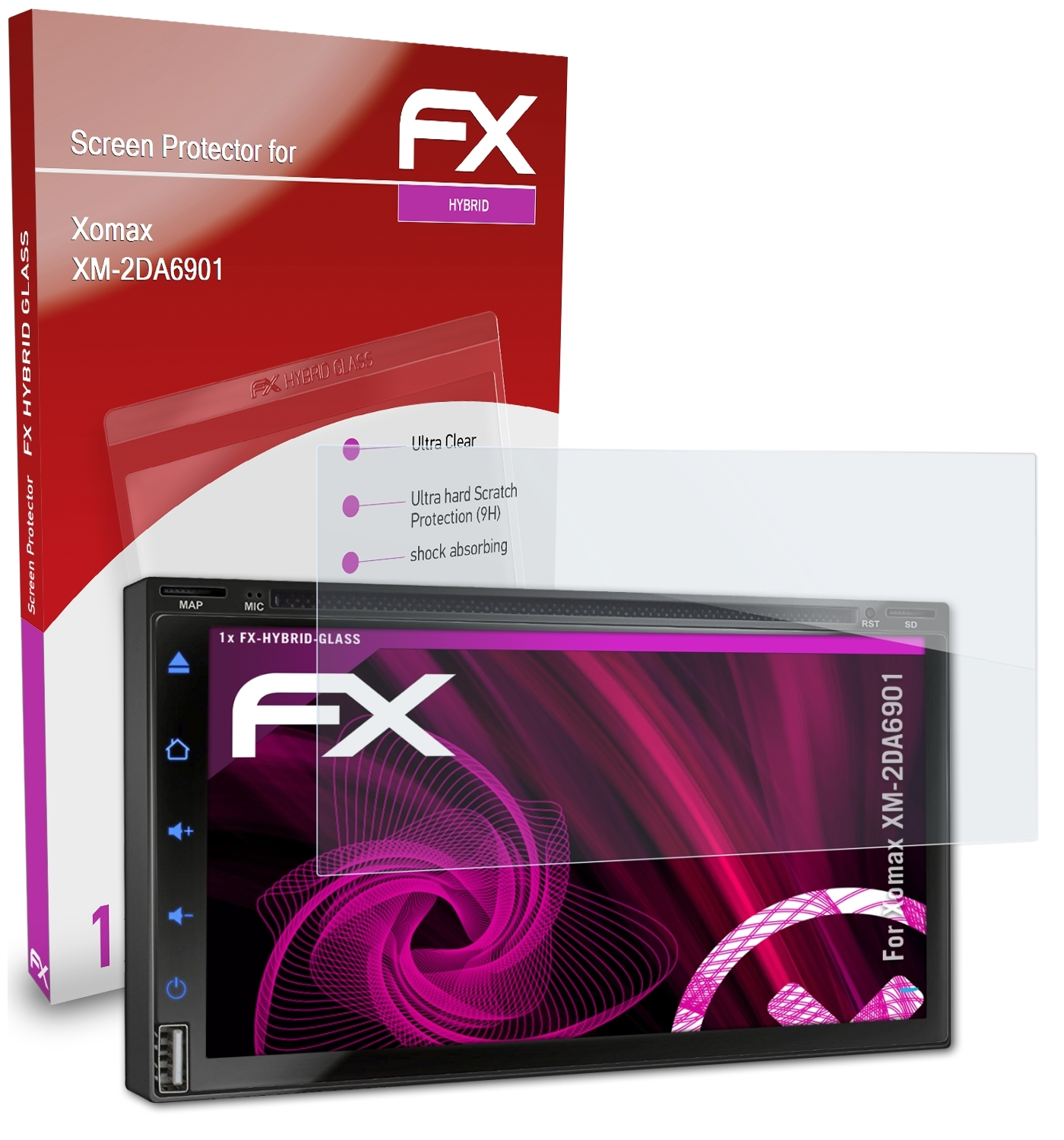 ATFOLIX FX-Hybrid-Glass Schutzglas(für Xomax XM-2DA6901)
