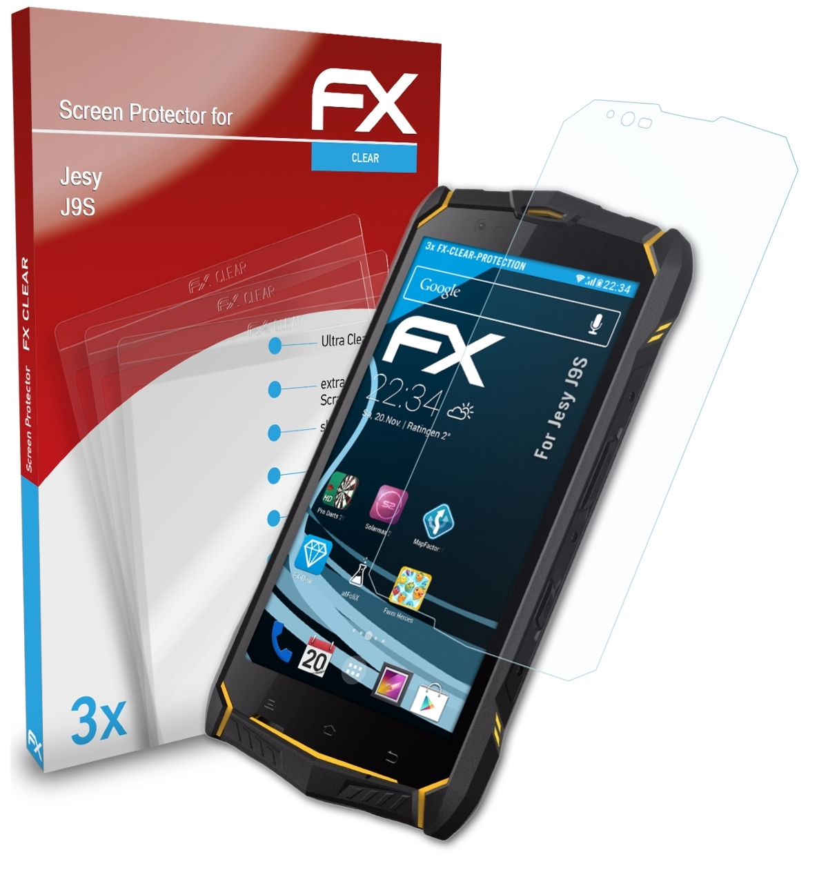ATFOLIX 3x FX-Clear Displayschutz(für Jesy J9S)