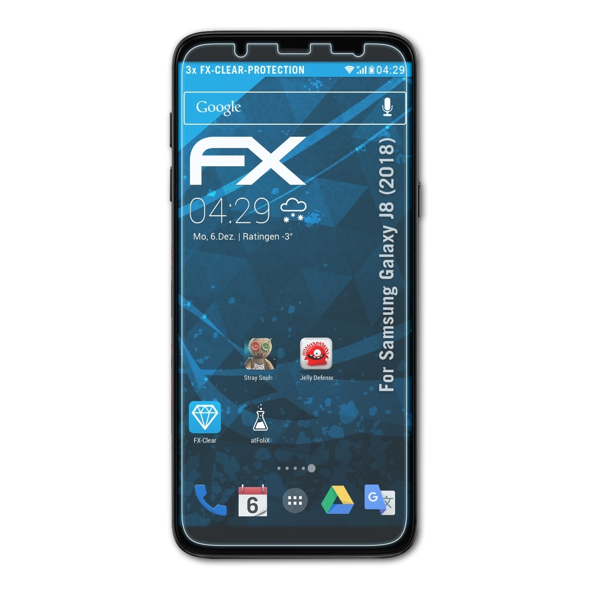 Samsung Galaxy ATFOLIX J8 FX-Clear 3x (2018)) Displayschutz(für