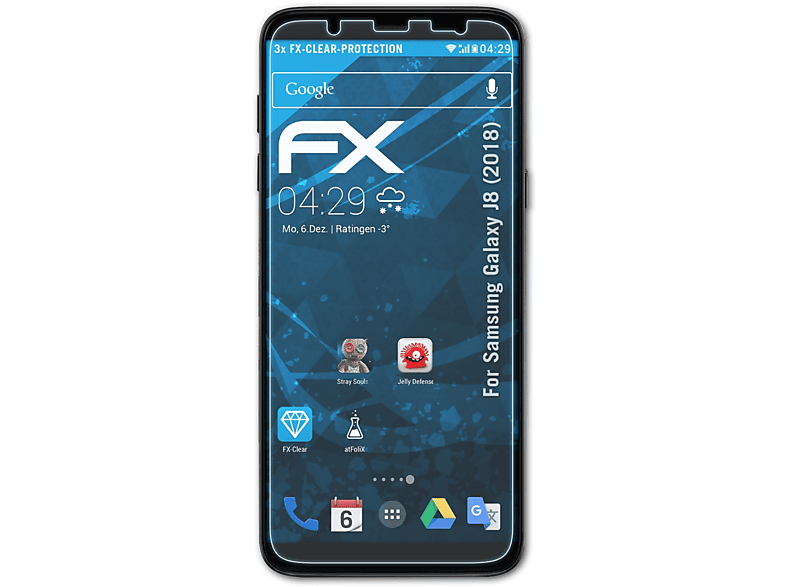 ATFOLIX 3x FX-Clear Displayschutz(für (2018)) Samsung Galaxy J8