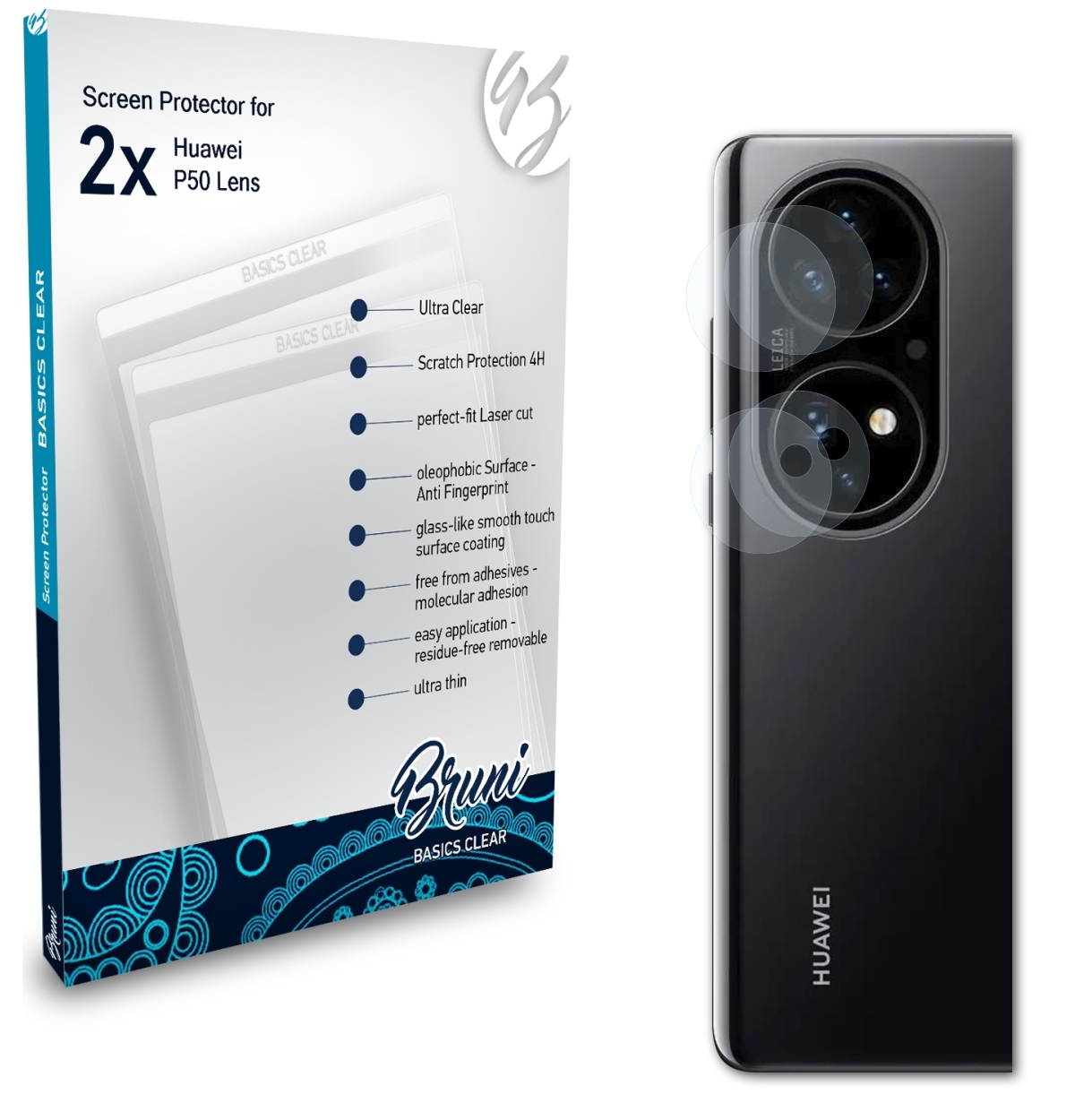 Basics-Clear 2x P50 Lens) Schutzfolie(für Huawei BRUNI