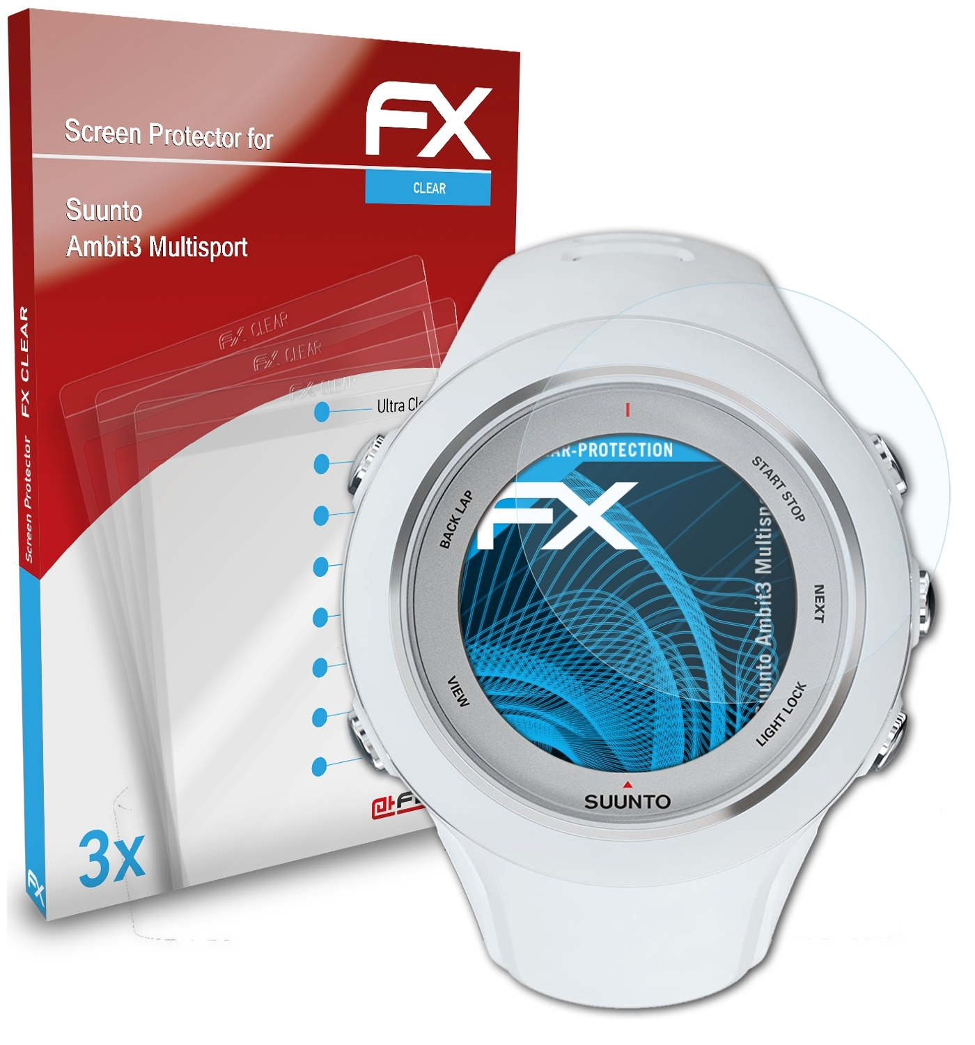 ATFOLIX 3x Suunto Ambit3 Displayschutz(für FX-Clear Multisport)