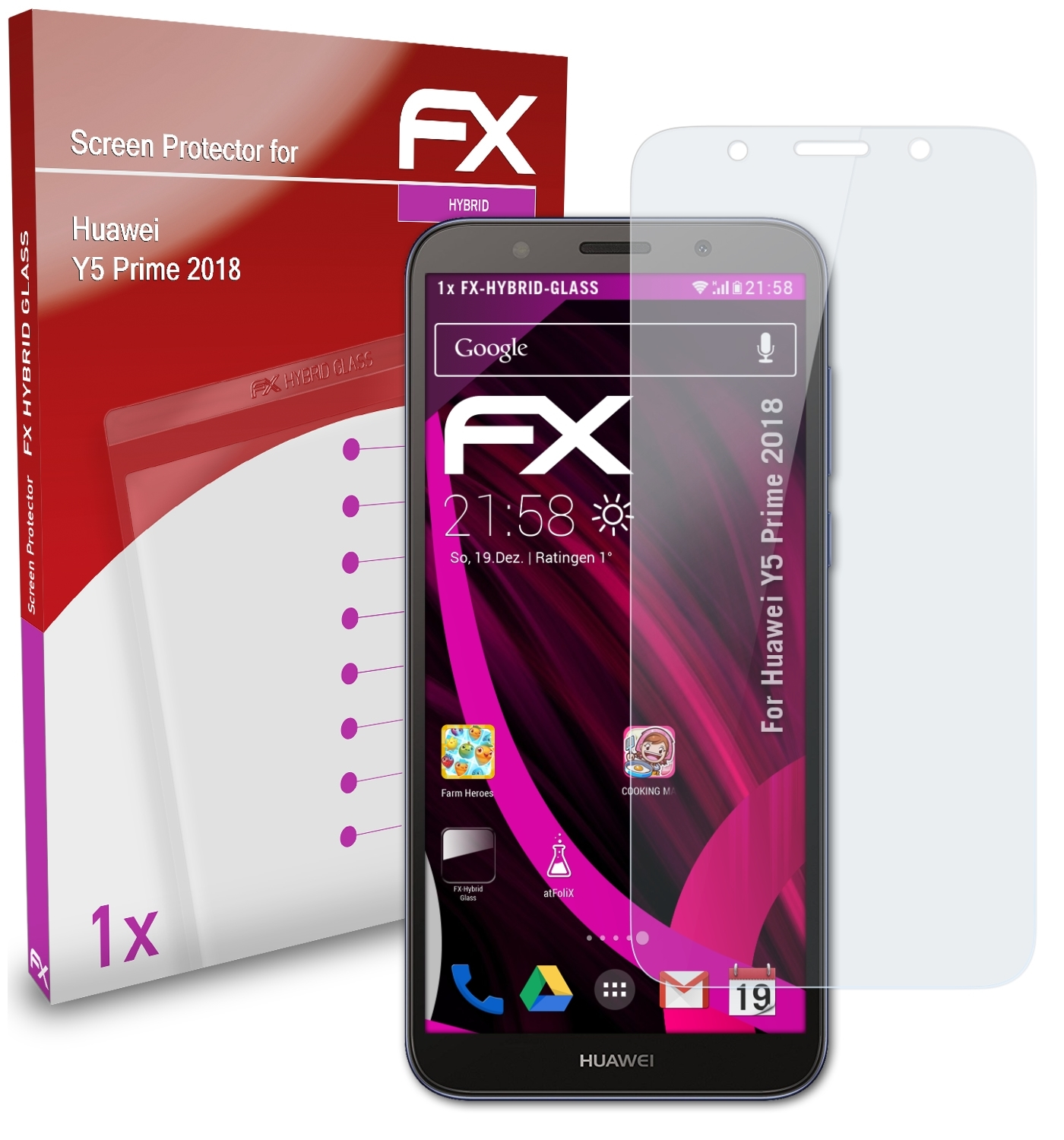 ATFOLIX FX-Hybrid-Glass Schutzglas(für Y5 2018) Huawei Prime
