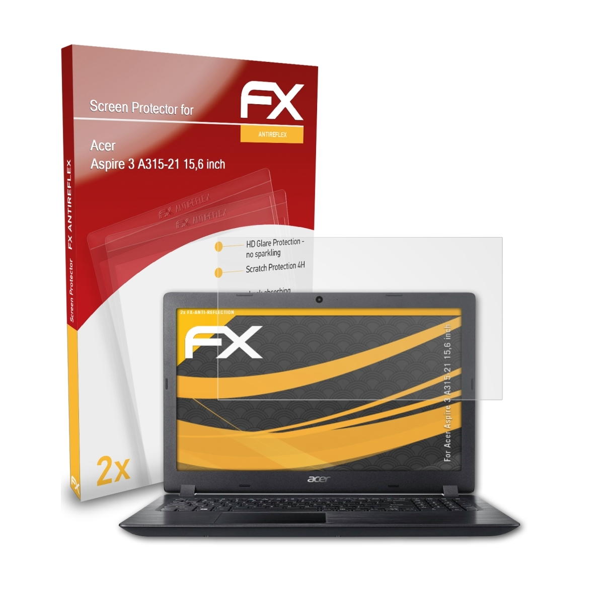 ATFOLIX 2x FX-Antireflex Displayschutz(für (15,6 3 A315-21 inch)) Acer Aspire