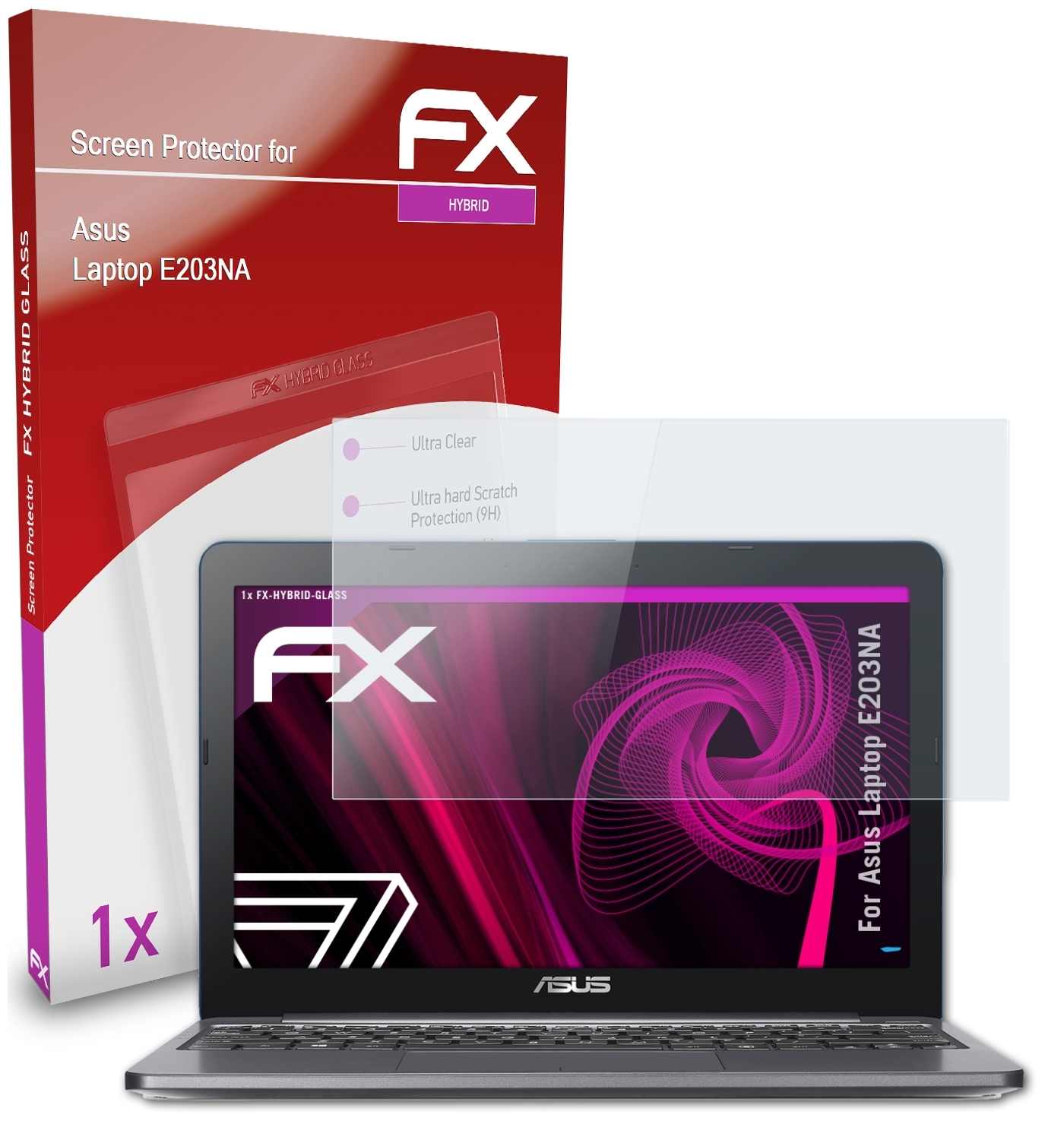 ATFOLIX E203NA) Asus FX-Hybrid-Glass Laptop Schutzglas(für