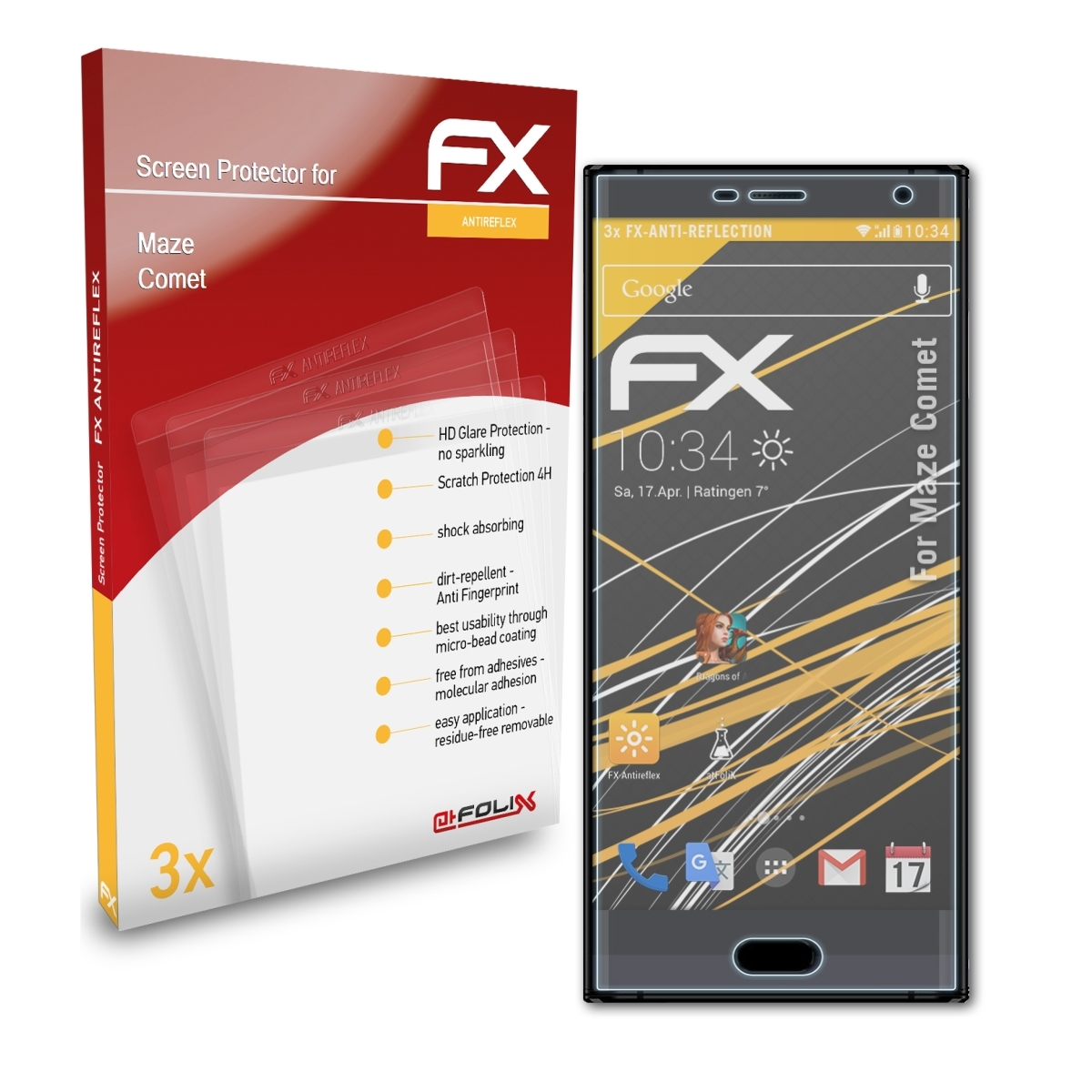FX-Antireflex ATFOLIX Maze Displayschutz(für Comet) 3x