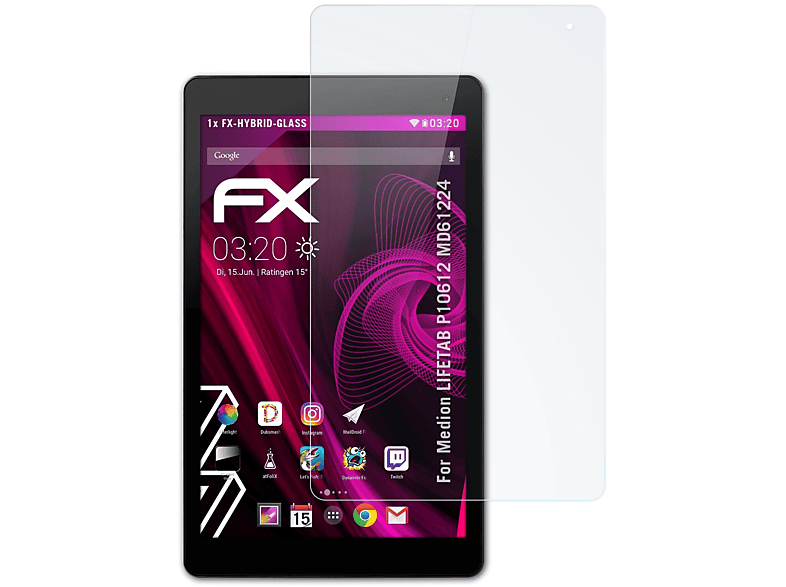 ATFOLIX FX-Hybrid-Glass Schutzglas(für Medion LIFETAB P10612 (MD61224))