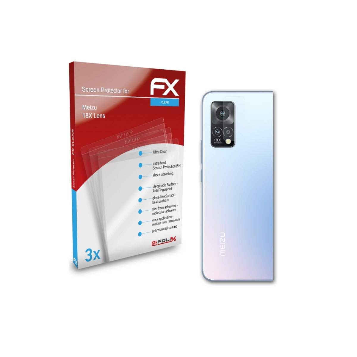 ATFOLIX 3x FX-Clear Meizu Displayschutz(für 18X Lens)