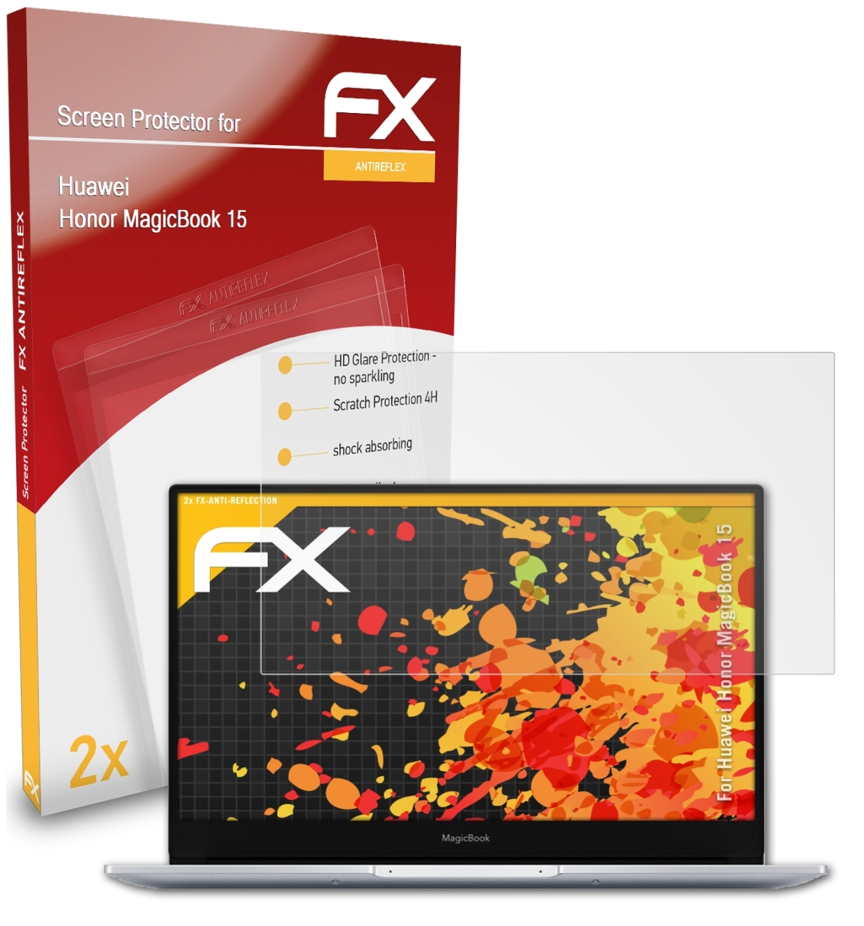 ATFOLIX 2x 15) Honor Huawei Displayschutz(für MagicBook FX-Antireflex