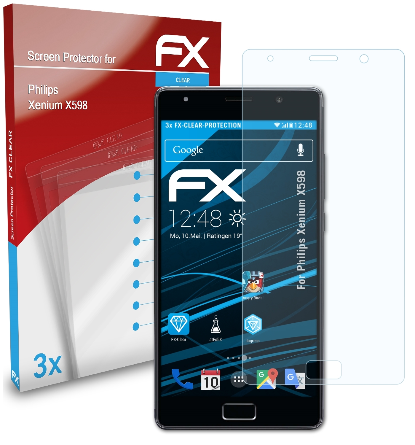ATFOLIX 3x FX-Clear Displayschutz(für Philips X598) Xenium