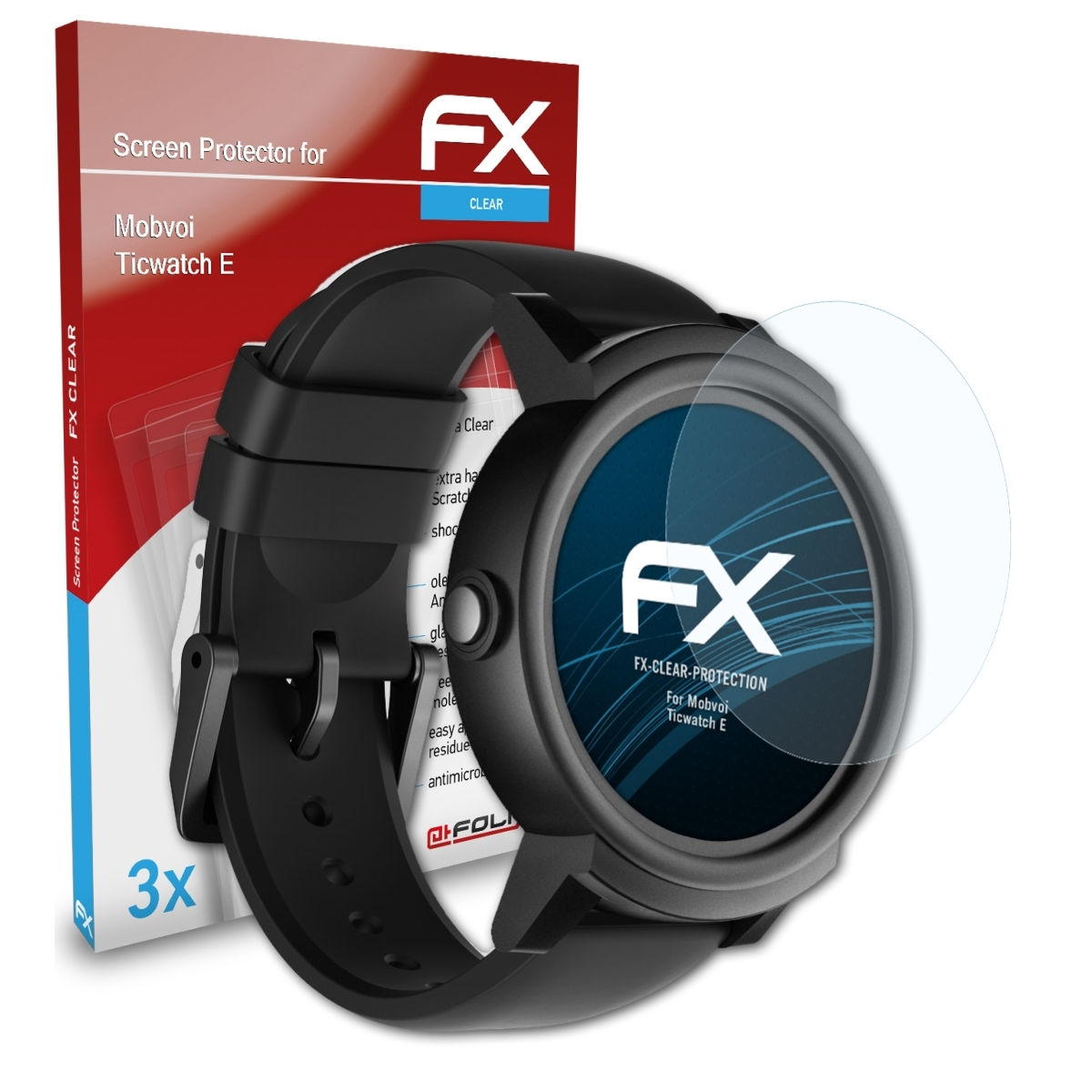 FX-Clear Displayschutz(für ATFOLIX Mobvoi E) 3x Ticwatch