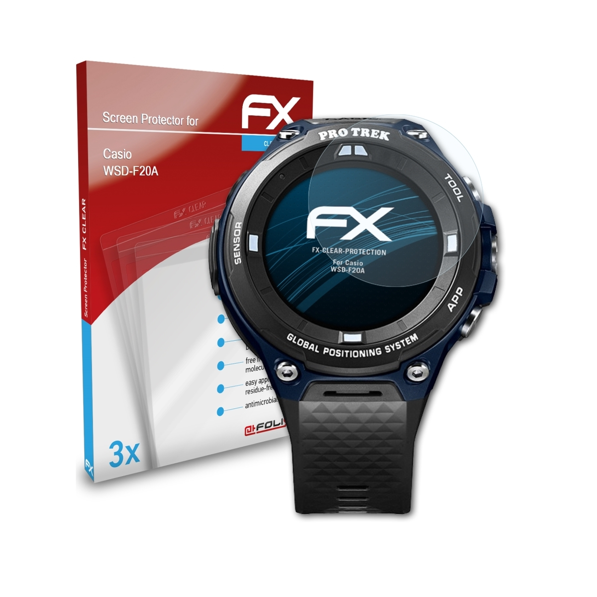 ATFOLIX 3x FX-Clear Casio WSD-F20A) Displayschutz(für