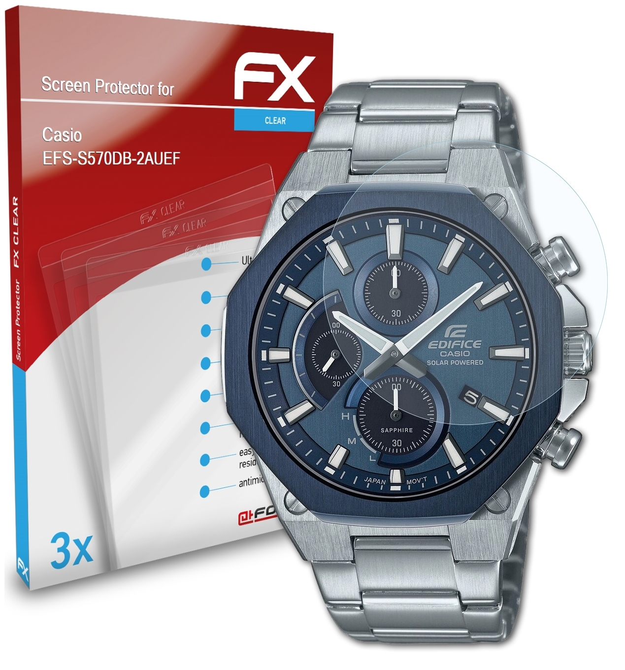 ATFOLIX 3x FX-Clear Displayschutz(für Casio EFS-S570DB-2AUEF)