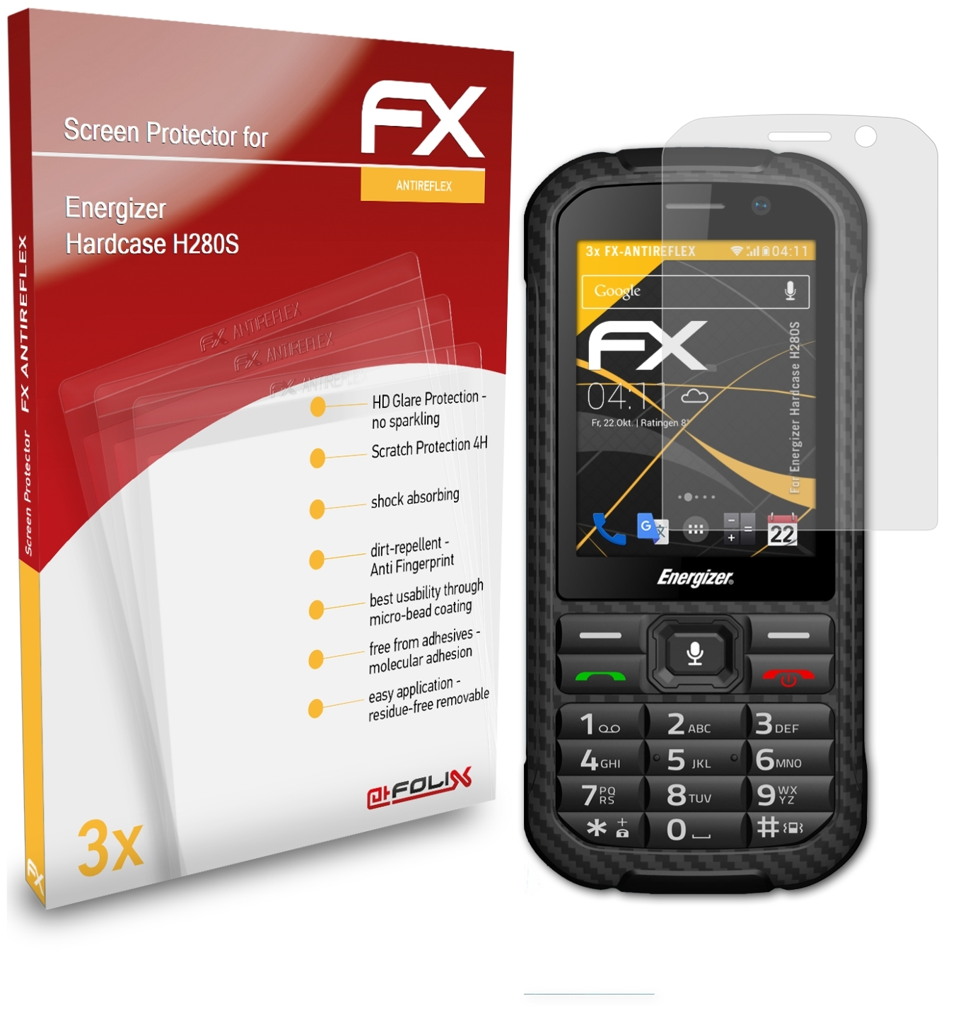 3x ATFOLIX H280S) Energizer FX-Antireflex Hardcase Displayschutz(für