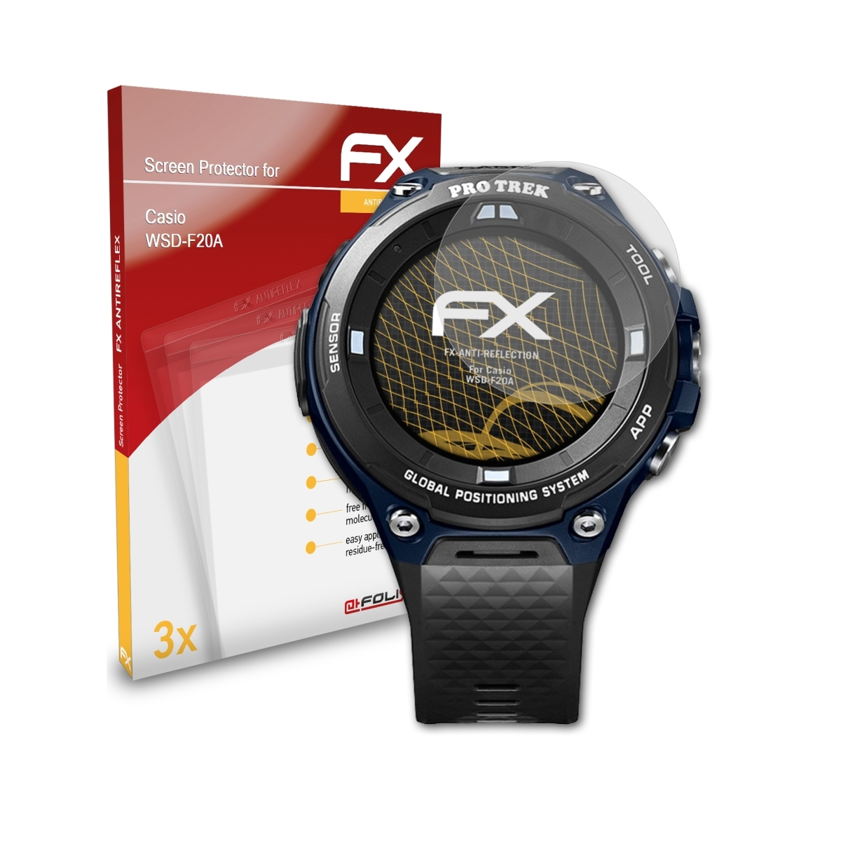 ATFOLIX 3x FX-Antireflex Displayschutz(für Casio WSD-F20A)
