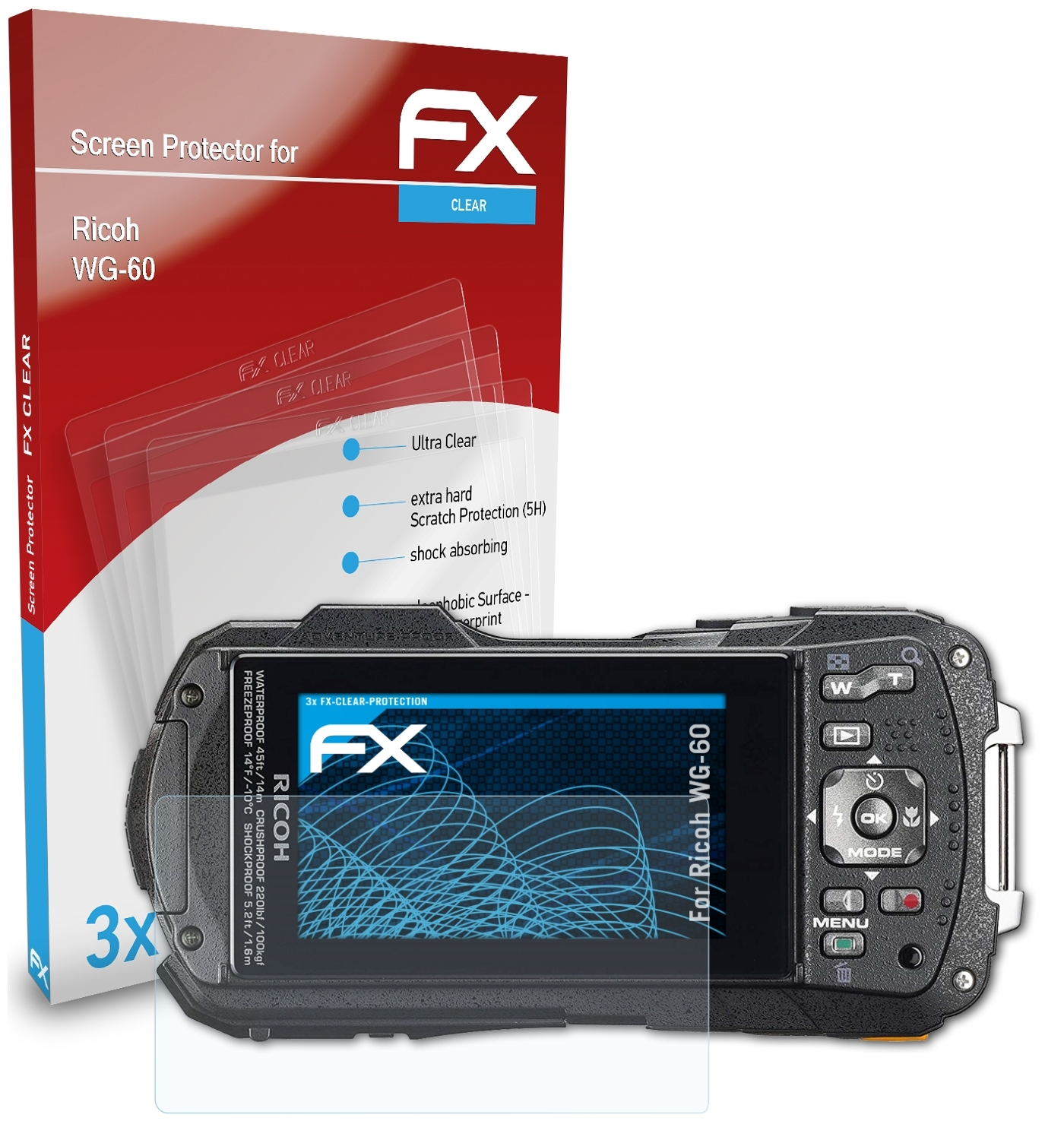 ATFOLIX 3x FX-Clear Displayschutz(für WG-60) Ricoh