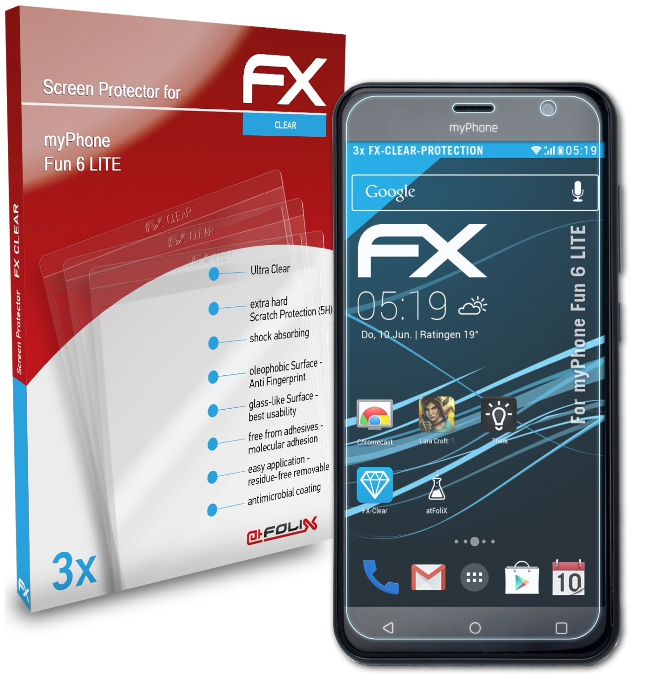 LITE) myPhone Displayschutz(für 6 ATFOLIX FX-Clear Fun 3x
