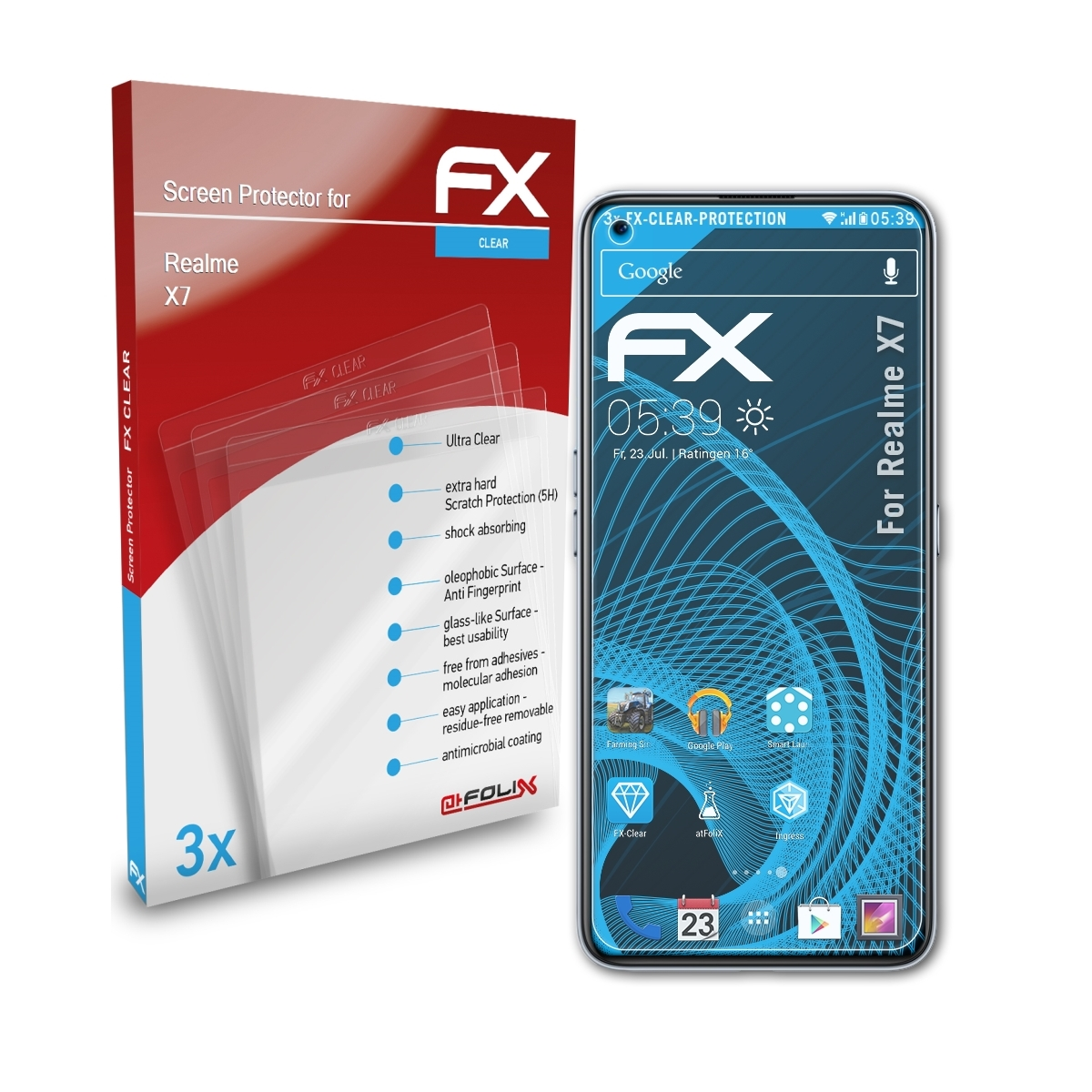 ATFOLIX 3x FX-Clear Realme X7) Displayschutz(für