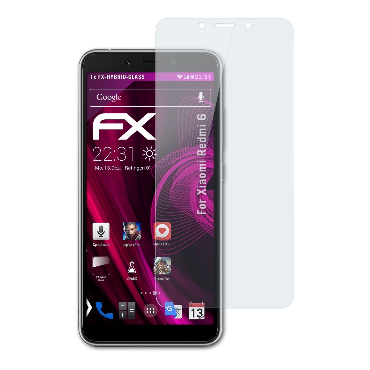 6) Schutzglas(für FX-Hybrid-Glass Xiaomi Redmi ATFOLIX
