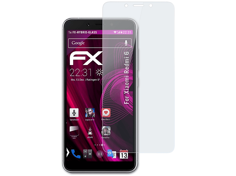 ATFOLIX FX-Hybrid-Glass Schutzglas(für Xiaomi Redmi 6)