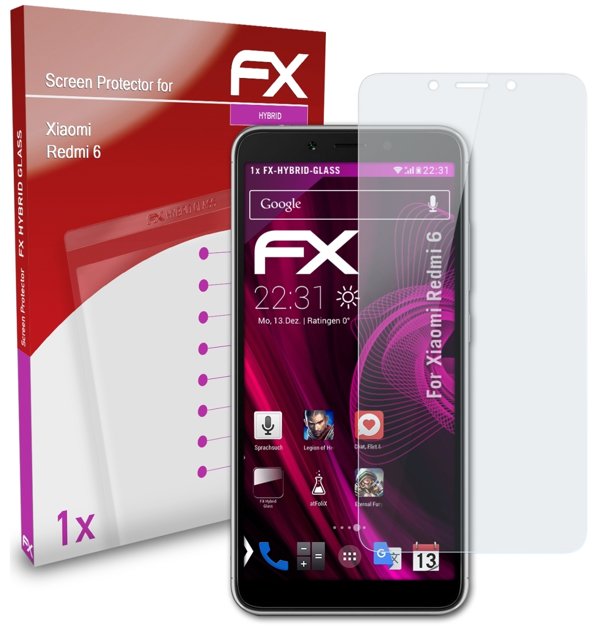 6) Schutzglas(für FX-Hybrid-Glass Xiaomi Redmi ATFOLIX