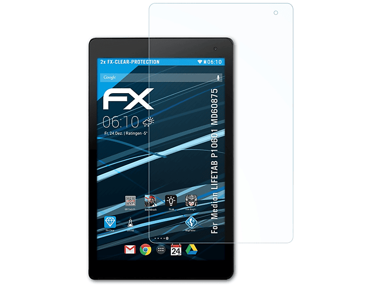 ATFOLIX 2x FX-Clear Displayschutz(für Medion LIFETAB P10601 (MD60875))