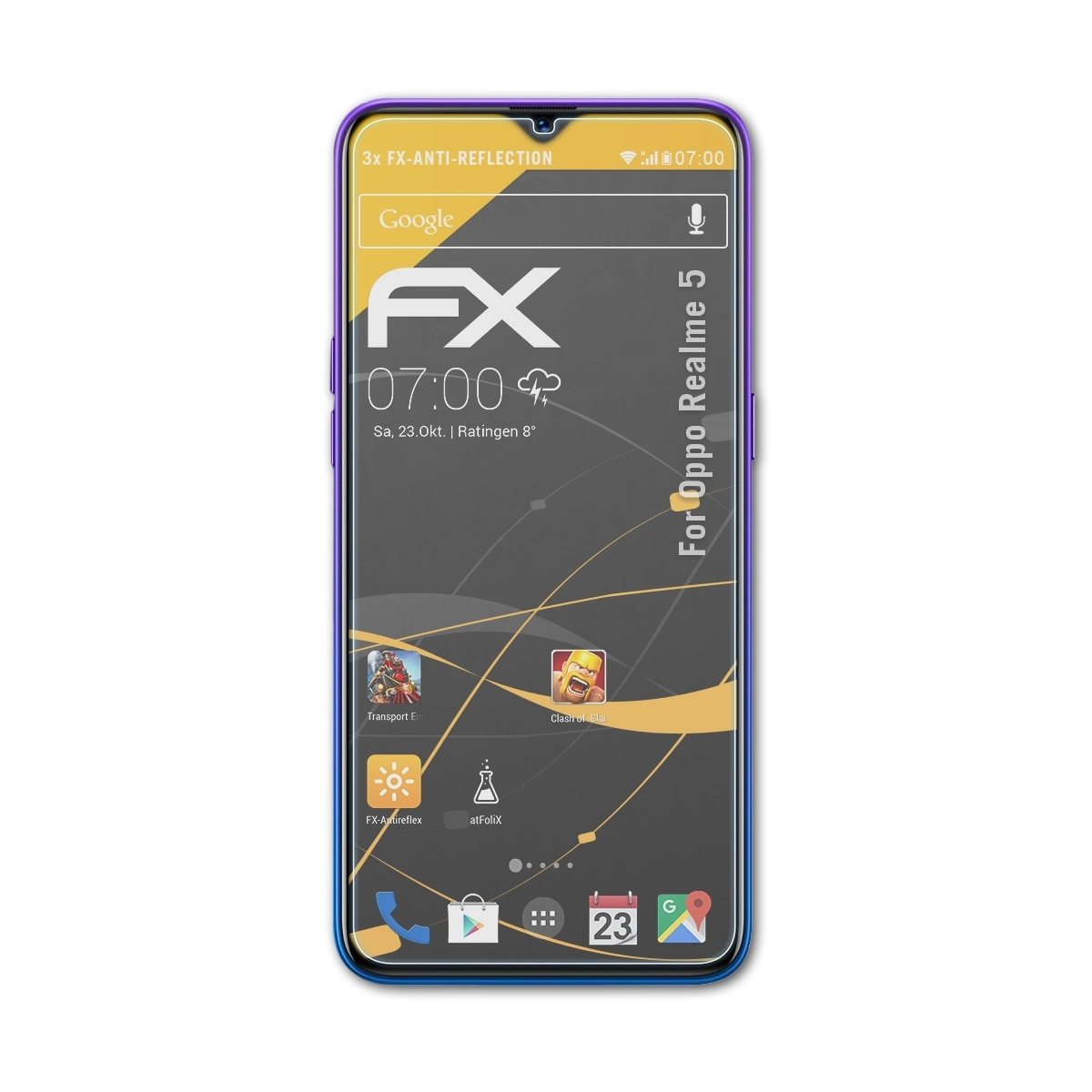 ATFOLIX 3x FX-Antireflex Displayschutz(für Oppo 5) Realme