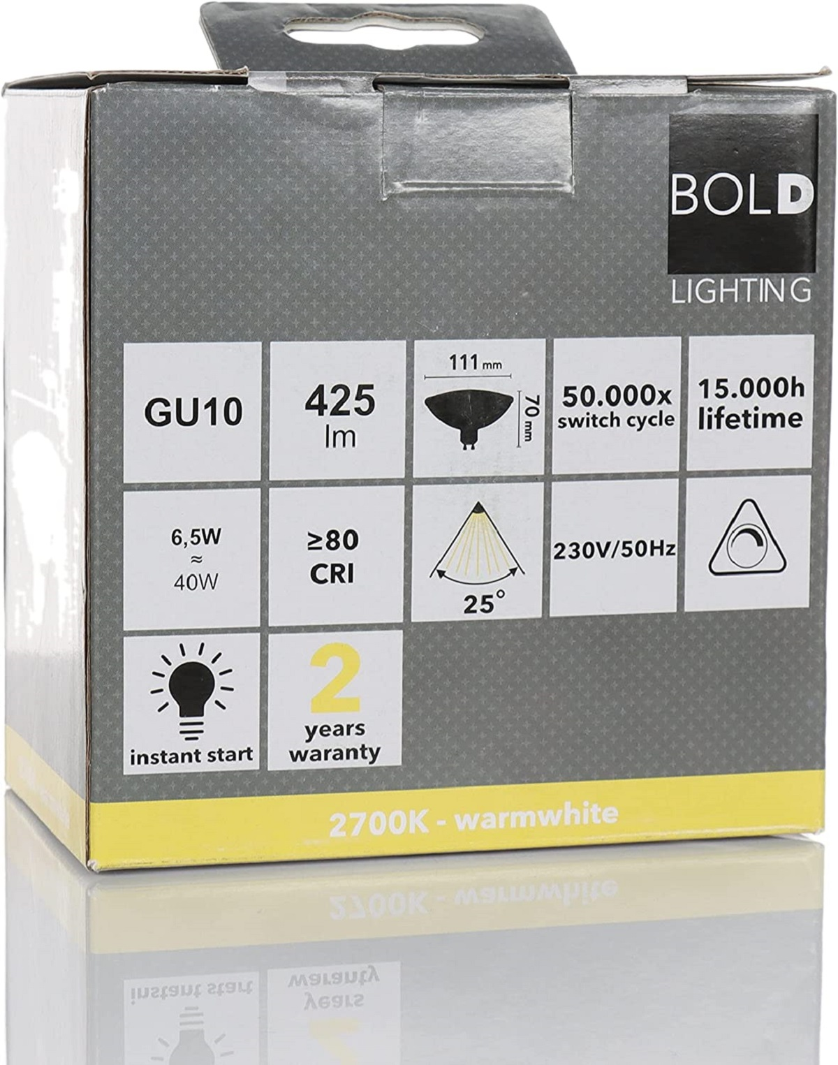 Quinn LED Weiß Lampe GU10 Warm Reflektor Lumen 425 DIE LED BOLD