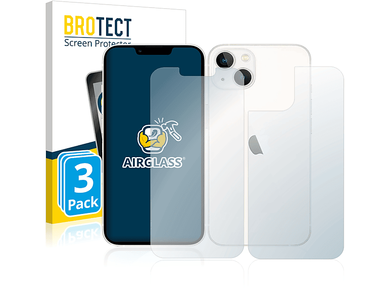 BROTECT 3x iPhone Apple 13) klare Airglass Schutzfolie(für