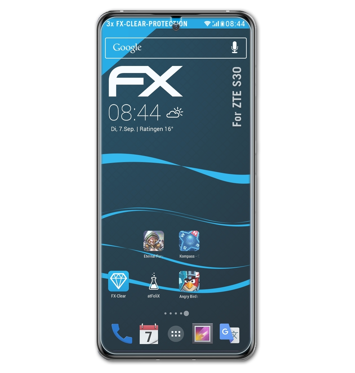 3x ZTE Displayschutz(für ATFOLIX S30) FX-Clear