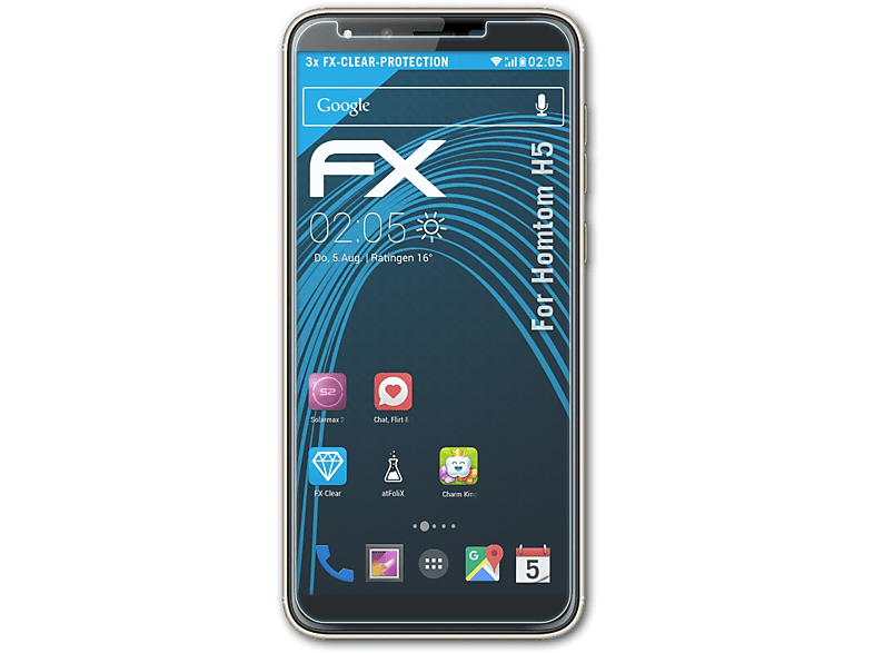 Displayschutz(für H5) Homtom 3x FX-Clear ATFOLIX