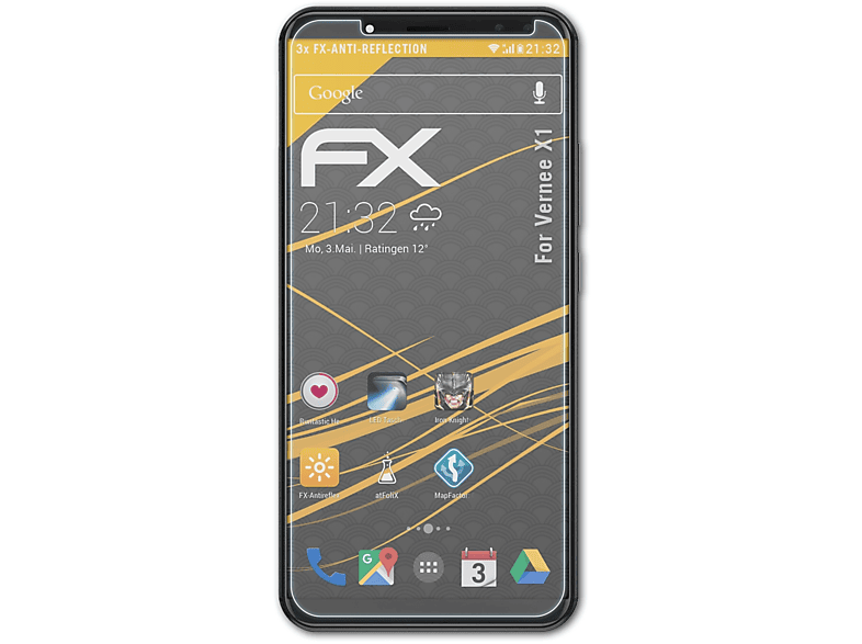 ATFOLIX 3x FX-Antireflex Displayschutz(für Vernee X1)