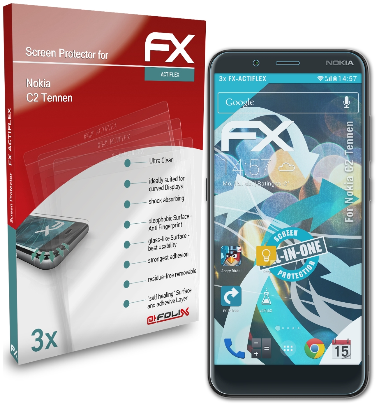 FX-ActiFleX Displayschutz(für C2 3x ATFOLIX Nokia Tennen)