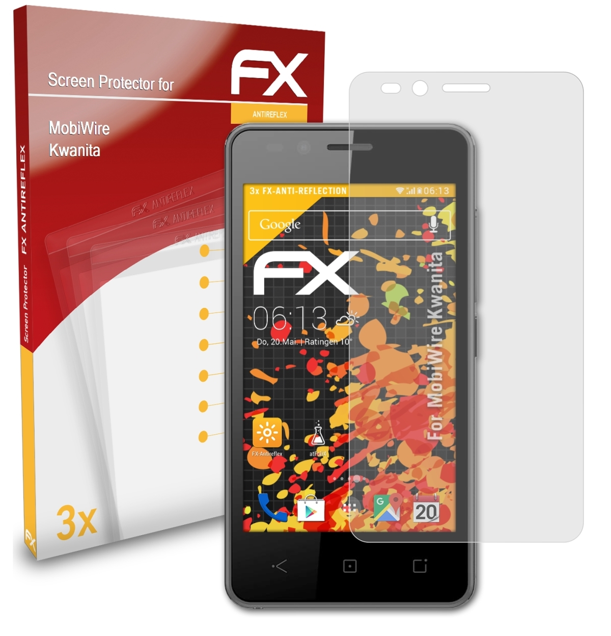 MobiWire FX-Antireflex ATFOLIX Displayschutz(für Kwanita) 3x