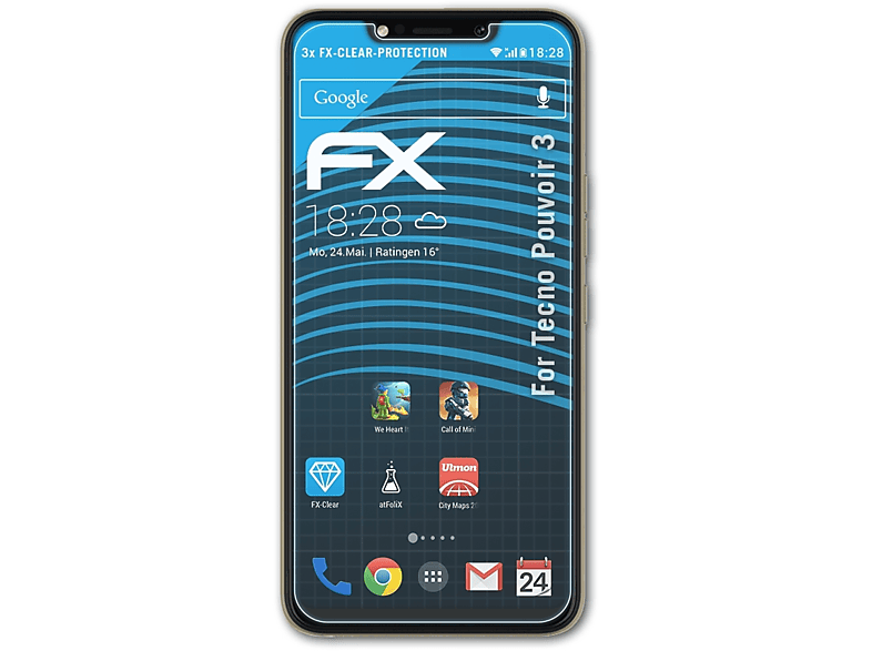 FX-Clear Displayschutz(für Pouvoir Tecno 3) 3x ATFOLIX