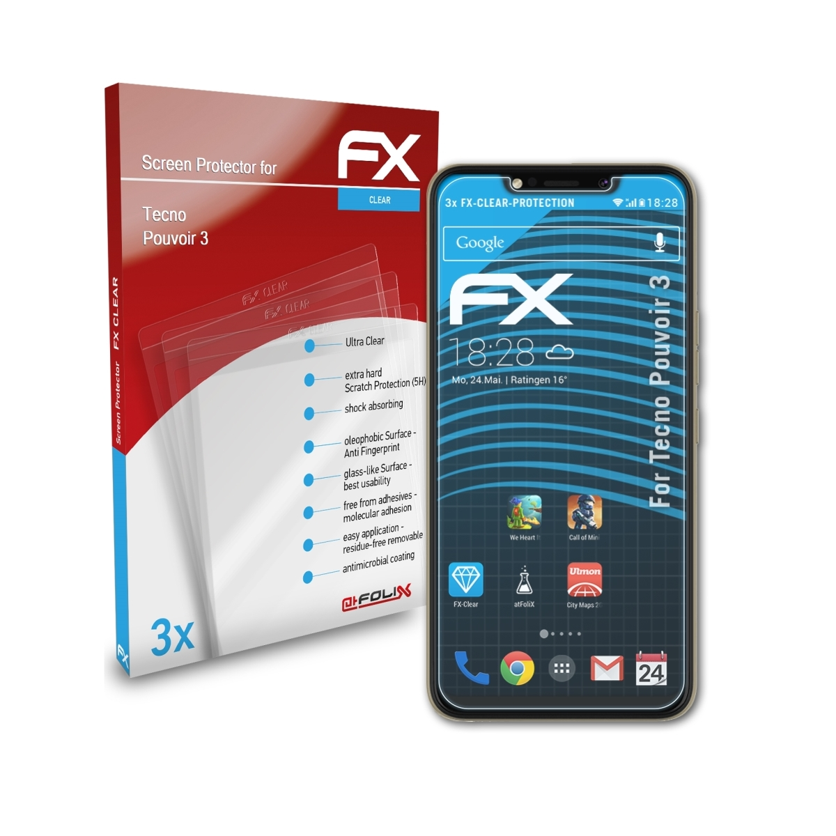 ATFOLIX Tecno 3) Displayschutz(für FX-Clear 3x Pouvoir