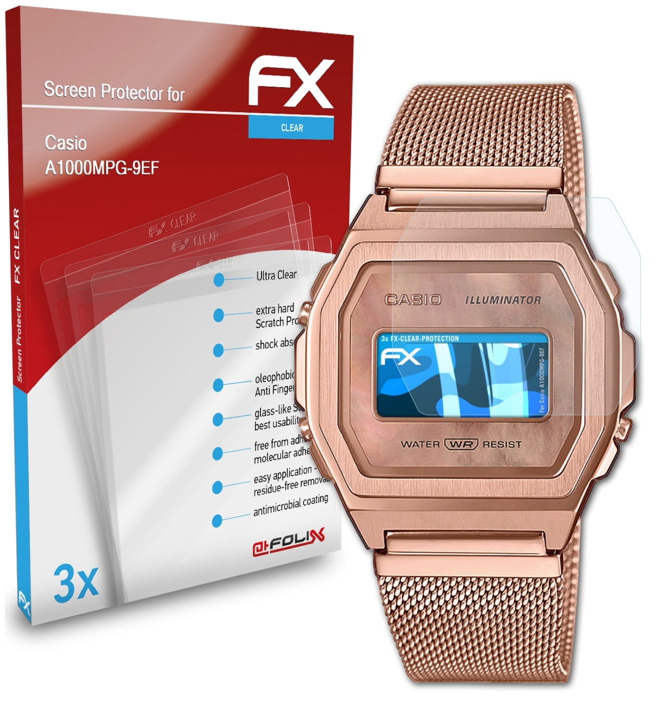 ATFOLIX 3x FX-Clear Displayschutz(für Casio A1000MPG-9EF)
