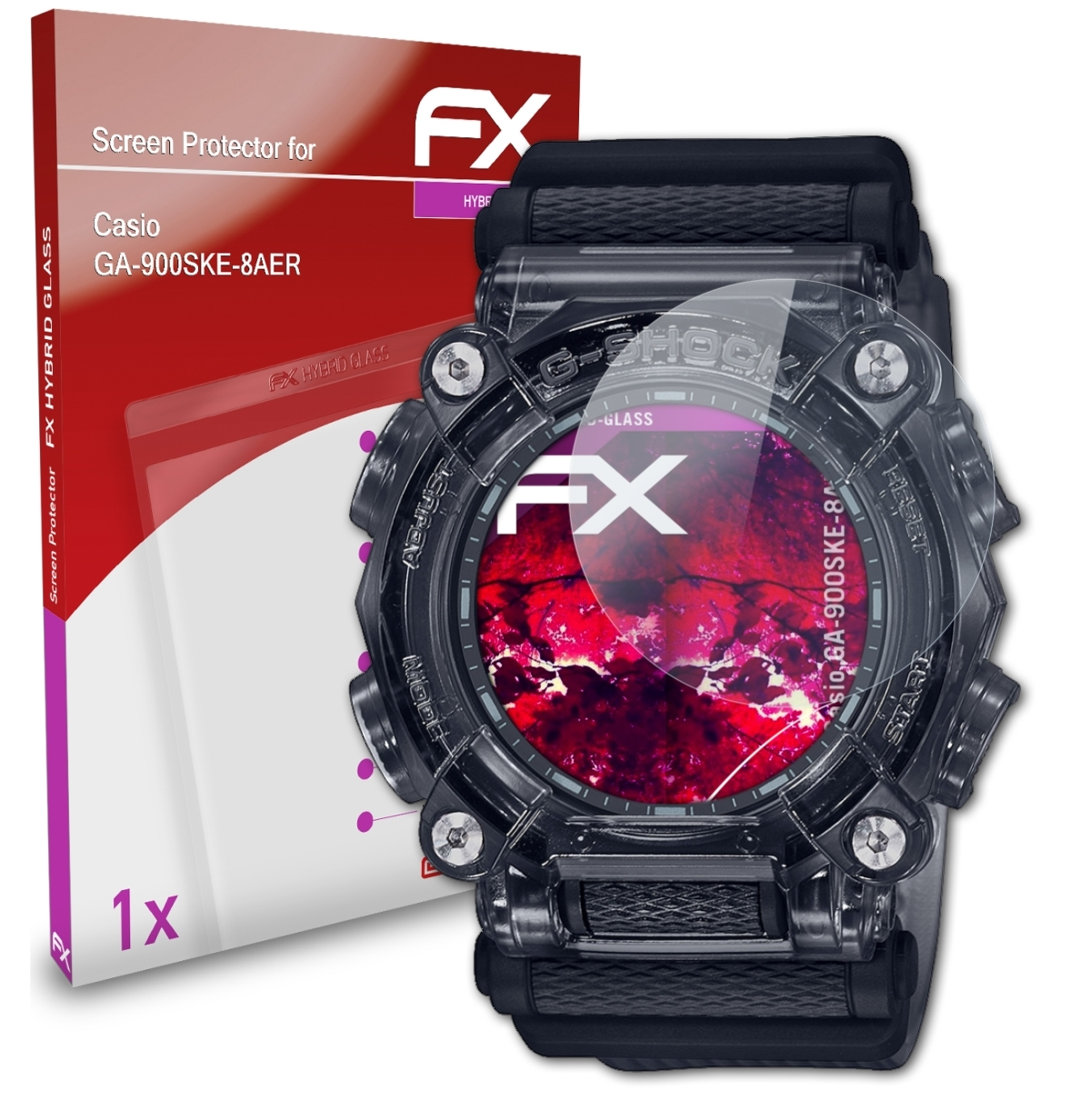 ATFOLIX FX-Hybrid-Glass Schutzglas(für Casio GA-900SKE-8AER)