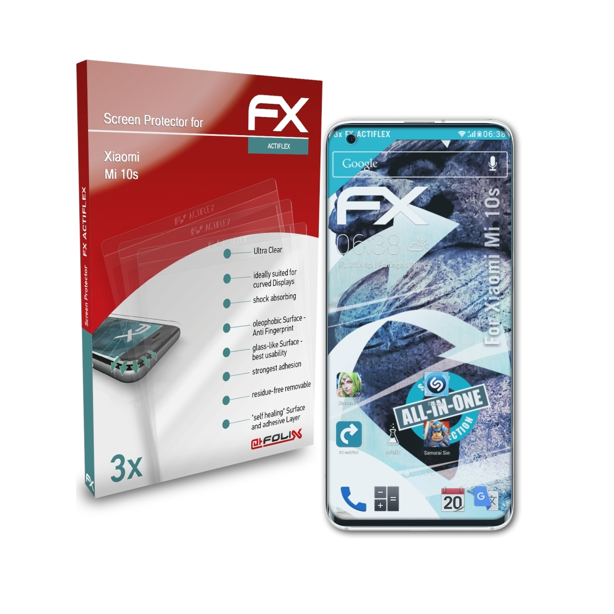 Mi 10s) Xiaomi FX-ActiFleX ATFOLIX 3x Displayschutz(für