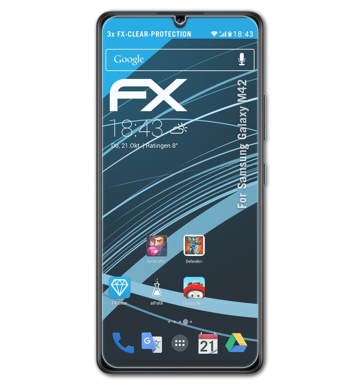 ATFOLIX 3x FX-Clear Displayschutz(für Samsung Galaxy M42)