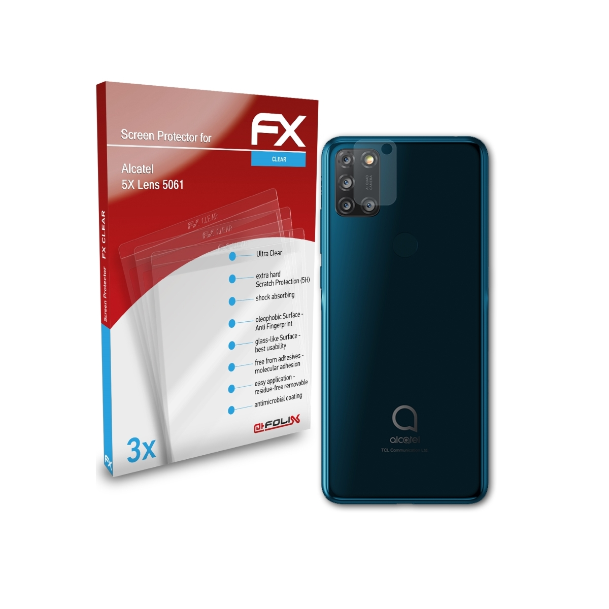 5X FX-Clear Alcatel 3x ATFOLIX Displayschutz(für (5061)) Lens