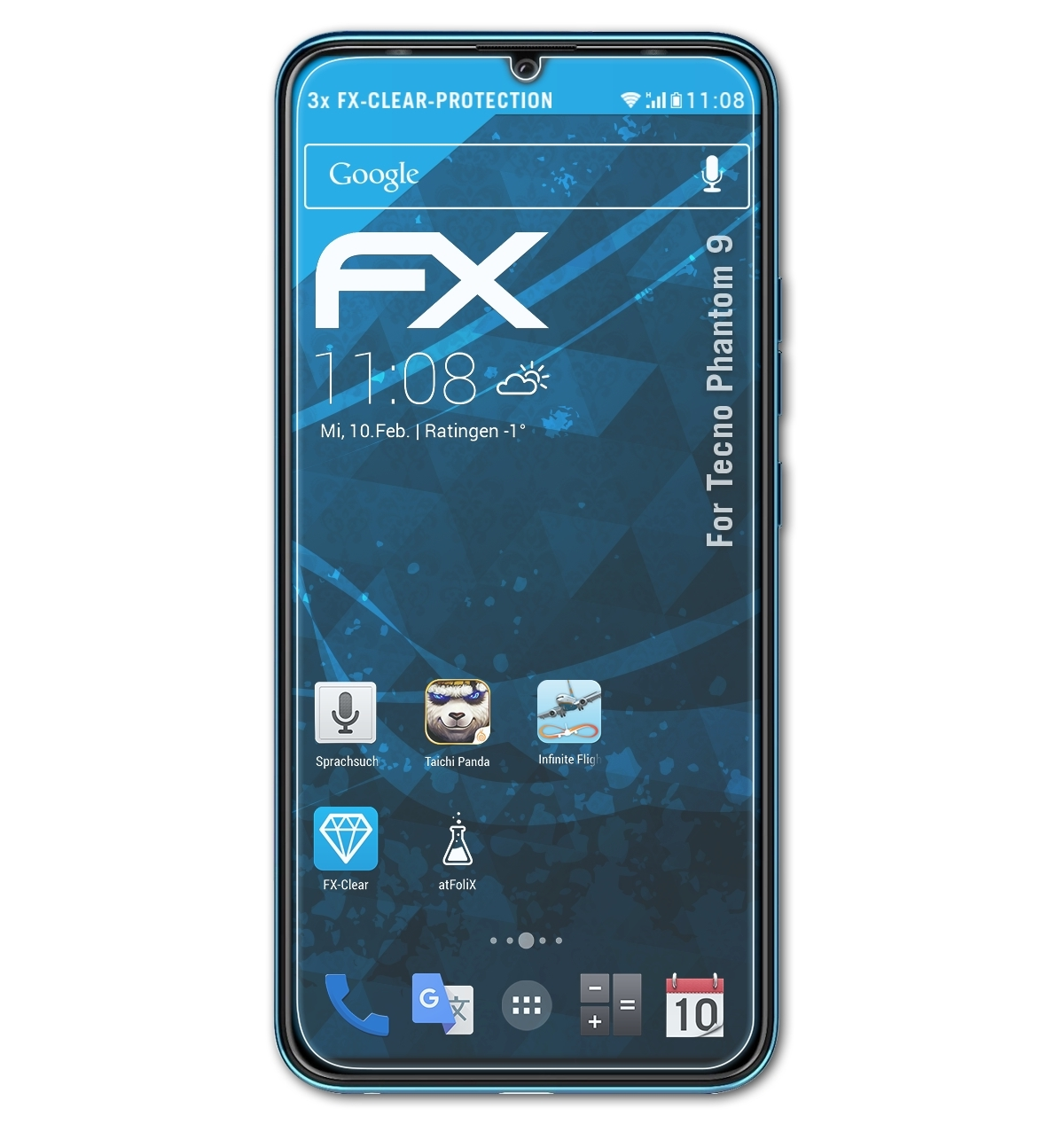 Phantom FX-Clear 3x Tecno ATFOLIX 9) Displayschutz(für