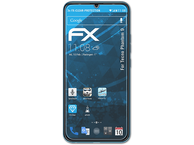 ATFOLIX 3x FX-Clear Displayschutz(für Tecno Phantom 9)