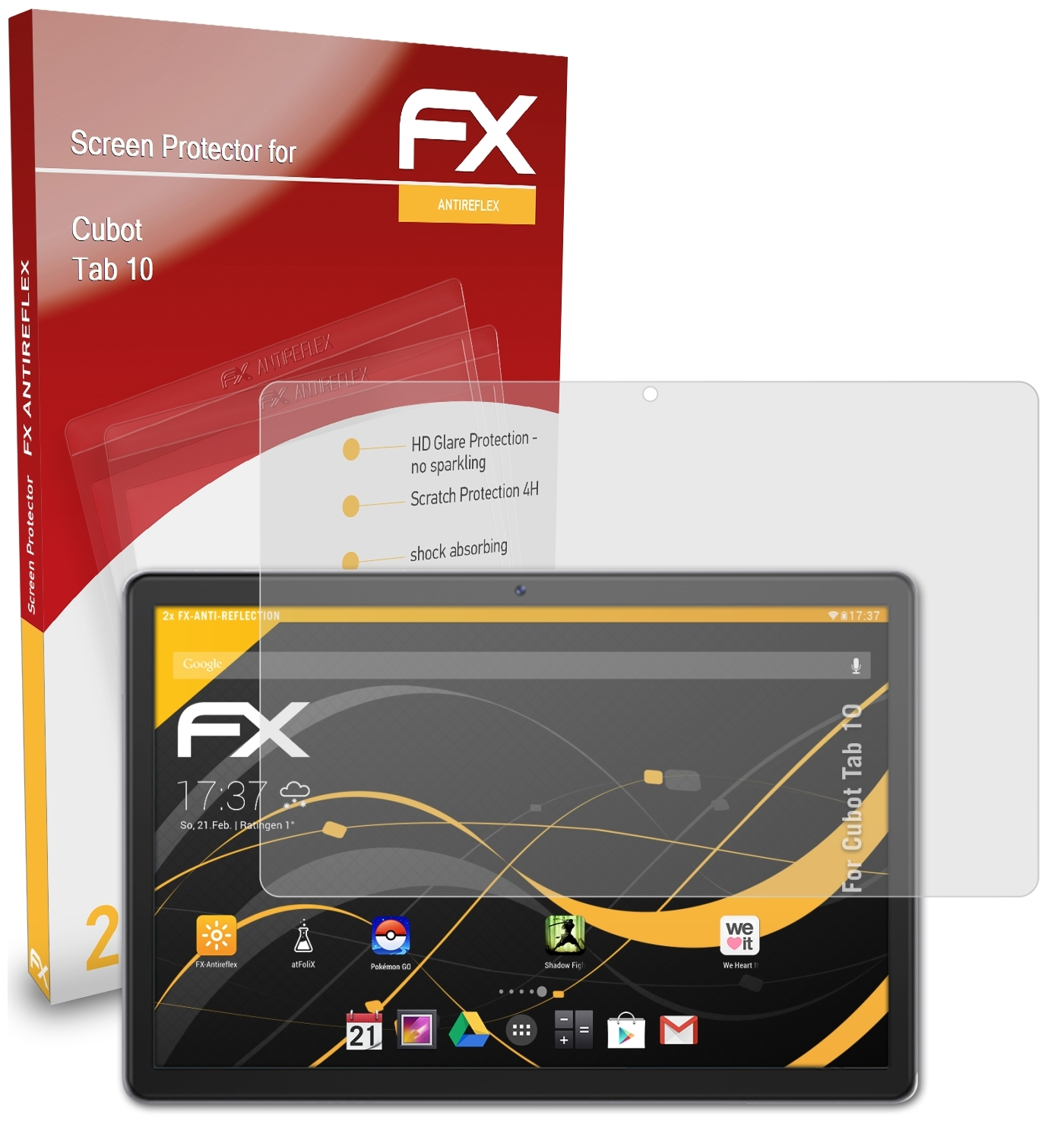 ATFOLIX 2x FX-Antireflex Tab 10) Displayschutz(für Cubot