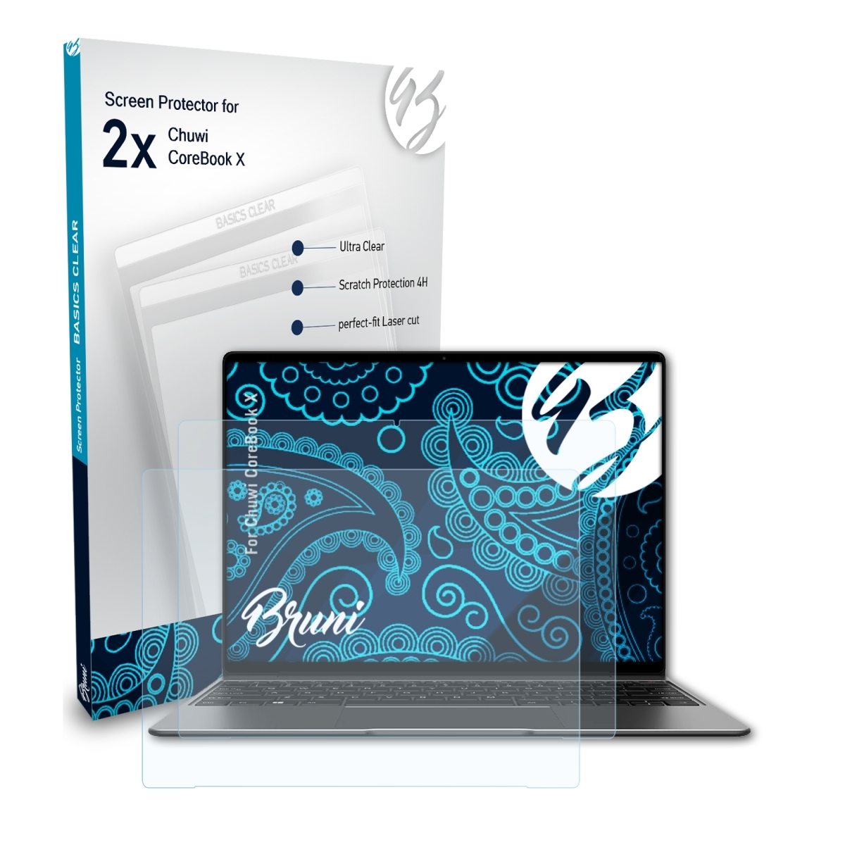 BRUNI 2x Basics-Clear Schutzfolie(für X) Chuwi CoreBook