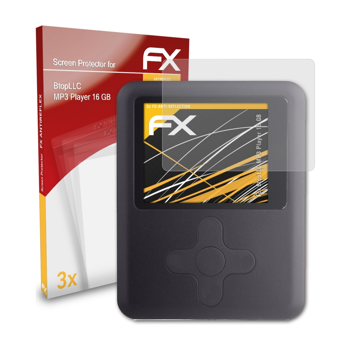 ATFOLIX 3x FX-Antireflex Displayschutz(für Player BtopLLC (16 MP3 GB))