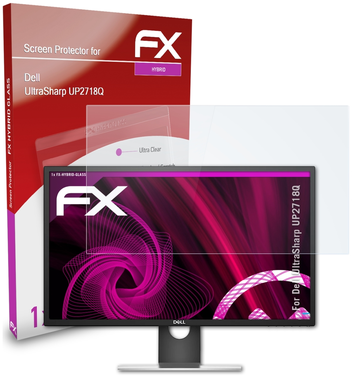 ATFOLIX FX-Hybrid-Glass Schutzglas(für Dell UltraSharp UP2718Q)